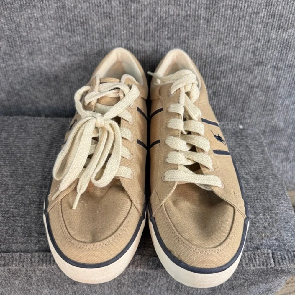 Polo Ralph Lauren Bolingbrook Tan Canvas Low Top Sneakers Mens 13 D